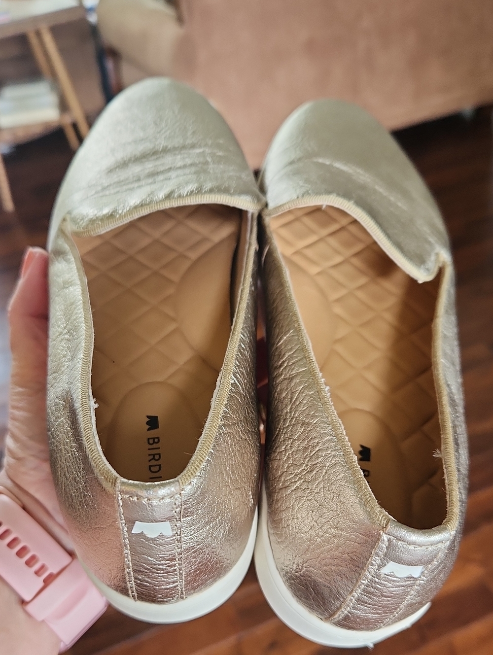 Birdies The Swift Slip-On Sneaker Metallic Gold Leather size 9 - Picture 10 of 16